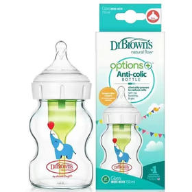 布朗博士 爱宝选PLUS 5安士玻璃宽口婴儿奶瓶(大象，配流量1奶嘴）