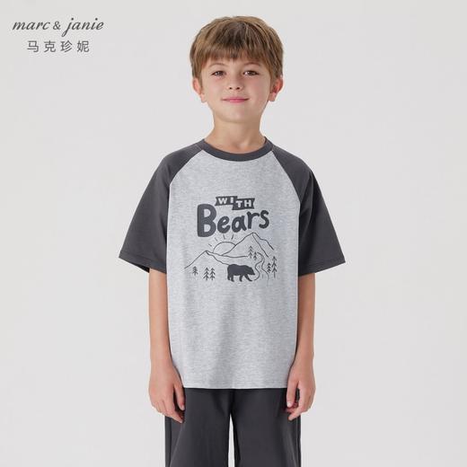 [凉感透气]马克珍妮男童山系撞色插肩短袖T恤上衣夏装新款240578 商品图1
