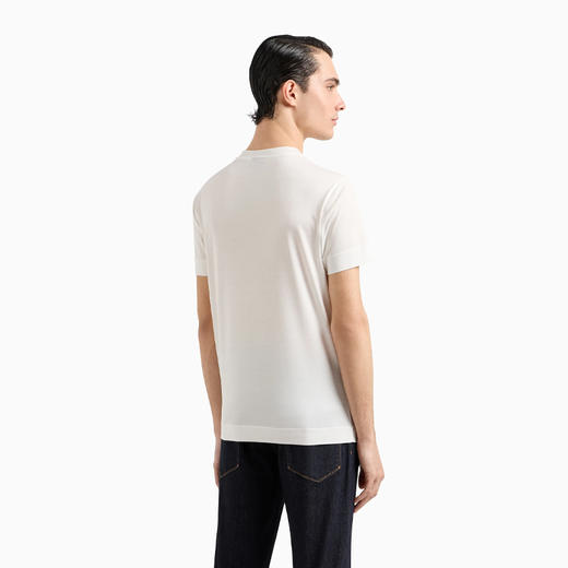 【一】EMPORIO ARMANI 阿玛尼 男士徽标凸纹刺绣莱赛尔纤维混纺平纹针织圆领短袖T恤 白色 8N1TF5 1JUVZ 0101 商品图2