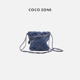 COCO ZONE2024小香风牛仔斜挎包菱格链条迷你手提包CC2B0771