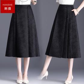 TZW-品牌已拼2万件松紧腰显瘦半身裙2024夏季新款遮胯中长款韩版A字裙