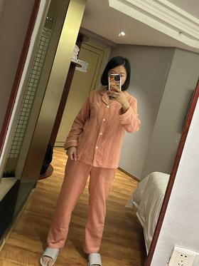 【活动：拍2减10元】A类双层纱绉布纯棉睡衣套装 长袖短袖可选  新疆长绒棉 柔软 越洗越软，越穿越舒服，亲肤感很好 软软绵绵的风格居家服 家居服