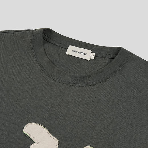 GOODBAI 撞色白鸽绣章logo贴布绣oversize短袖T恤 商品图3