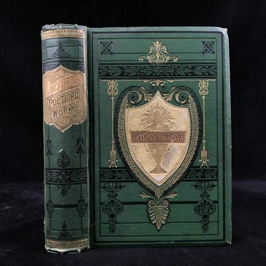 约19世纪后期 朗费罗诗集 6幅钢版画插图 漆布精装32开 商品图0