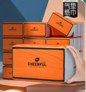 植护 悦色橙菱形格子压花纸面巾90抽 20包