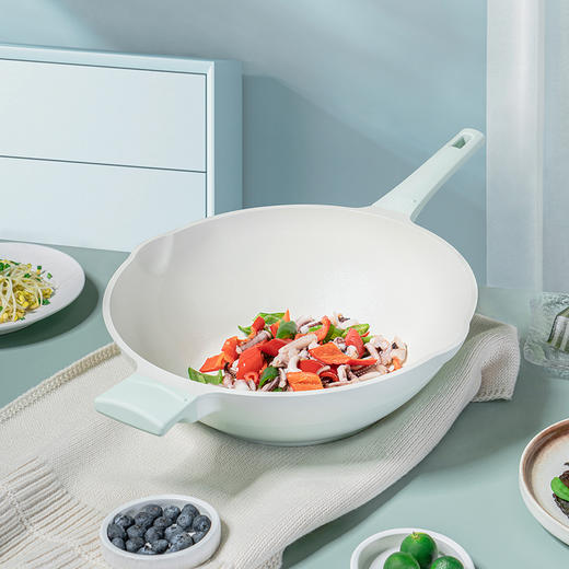 Debo德铂炒锅不粘锅无涂层炒菜锅有钛家用电磁炉燃气灶专用 卡姆洛 商品图4