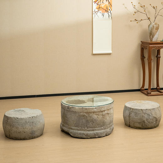 清 石雕双联池圆台及石雕鼓凳（一对） 商品图4