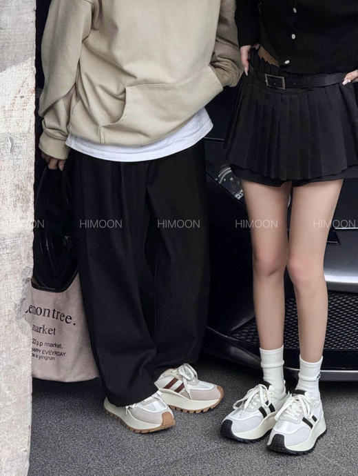 HIMOON-复古拼接真皮增高老爹鞋 商品图0