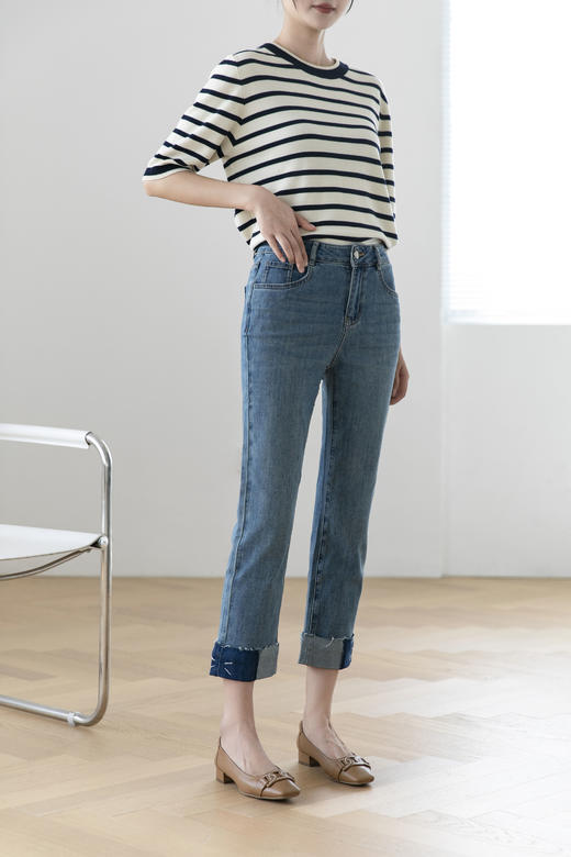 火桐hooton 翻边拼接莱赛尔法棍裤 商品图5