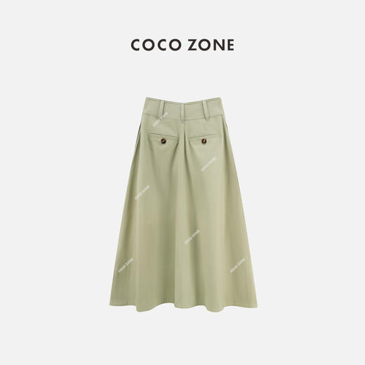 COCO ZONE"罗马假日”夏季纯色前单排扣半身裙时尚百搭A字中长裙CC2B0872 商品图1