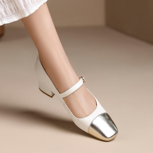 品质好货 | Safiya索菲娅2023新款二层羊皮粗跟复古玛丽珍鞋方头单鞋SF32115708 商品图8