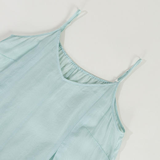 绽放旅行女装326朵/薄荷蓝真丝吊带裙桑蚕丝棉海边度假穿搭连衣裙 商品图1