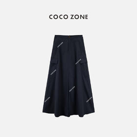 COCO ZONE“Bf工装裙”时尚简约开叉A字工装半身裙百搭气质中长裙CC2B0778
