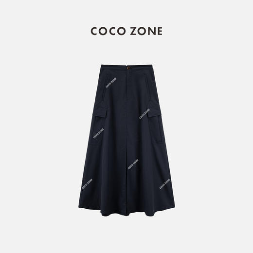 COCO ZONE“Bf工装裙”时尚简约开叉A字工装半身裙百搭气质中长裙CC2B0778 商品图0