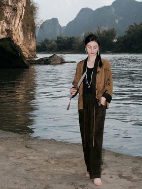 盛唐婧 |真丝香云纱双燕齐飞烟管裤