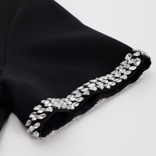 PF851斯尔丽24夏新款设计感收腰放摆褶裥下摆钉钻款小礼服连衣裙 商品图5