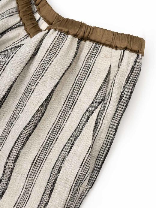 COCO ZONE100亚麻夏季条纹百搭休闲裤撞色松紧腰直筒裤CC1B0648 商品图4