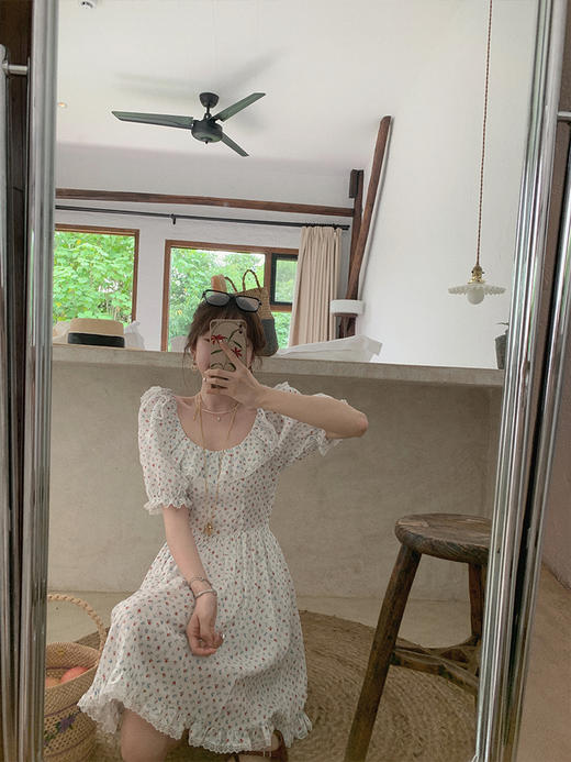 金蘑菇菇【浪漫热气球】数码油画印花俏皮清爽法式连衣裙 商品图0