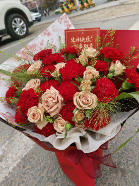 爱意永恒 红康乃馨花束