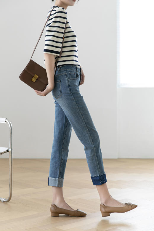 火桐hooton 翻边拼接莱赛尔法棍裤 商品图2