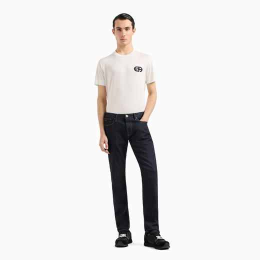【一】EMPORIO ARMANI 阿玛尼 男士徽标凸纹刺绣莱赛尔纤维混纺平纹针织圆领短袖T恤 白色 8N1TF5 1JUVZ 0101 商品图3