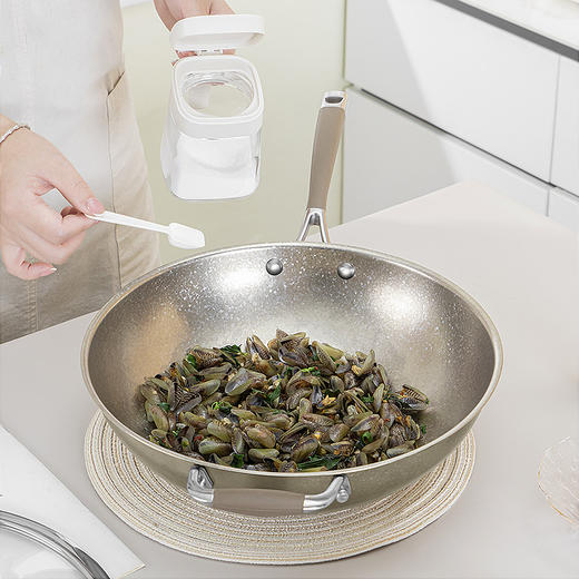 Debo德铂纯钛炒锅无涂层物理不粘炒菜锅32cm抗菌电磁炉通用 商品图1