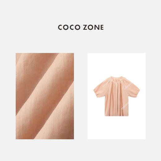 COCO ZONE夏季简约气质纽扣衬衫复古宽松纯色半袖上衣CC1B1183 商品图2