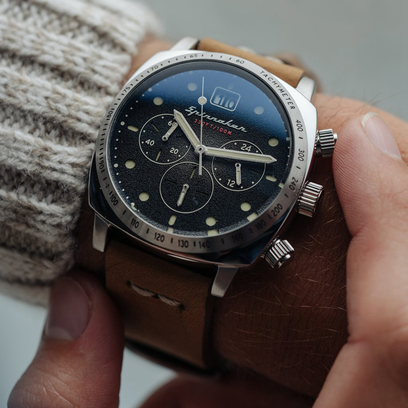 英国SPINNAKER三角帆HULL复古模拟机械石英计时手表夜光防水皮带