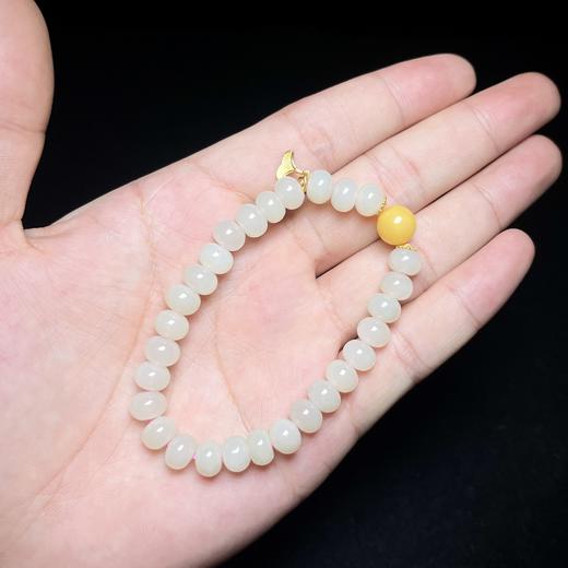 S925和田玉单圈-DIY银杏叶蜜蜡藕粉算盘珠6*8 商品图0