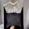 11.11促（NO退换）3598蕾丝拼仿真丝光泽气质小衫上衣-喜出 商品缩略图1