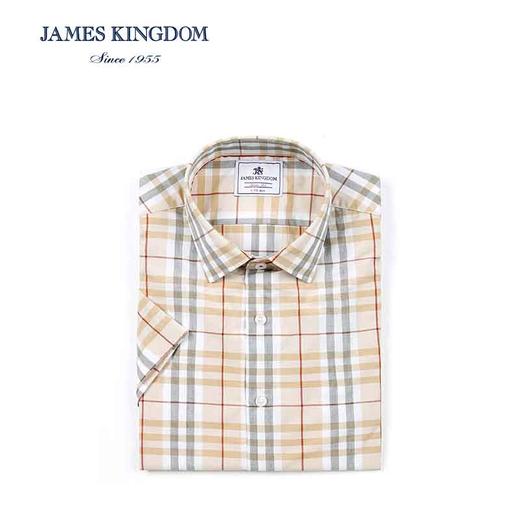 占姆士男士夏季凉感休闲短袖格纹衬衫 商品图1