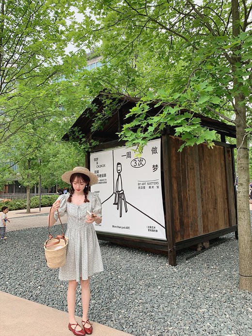 金蘑菇菇【浪漫热气球】数码油画印花俏皮清爽法式连衣裙 商品图6