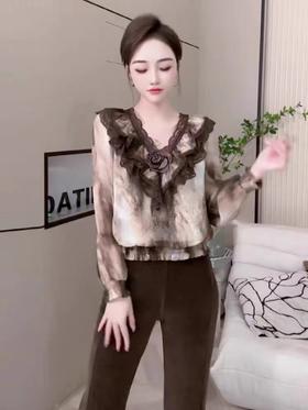 1-豹纹玫瑰收口小衫上衣-喜出