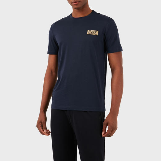 EMPORIO ARMANI EA7 阿玛尼 男士 EA7 徽标印花棉质圆领短袖T恤 蓝色 3DPT07 PJM9Z 1554 商品图0