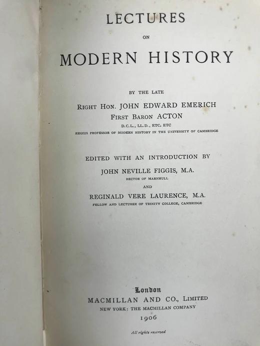含藏书票！1906-1910年 阿克顿勋爵作品集（全4卷） 1幅肖像插图 真皮精装大32开 商品图5