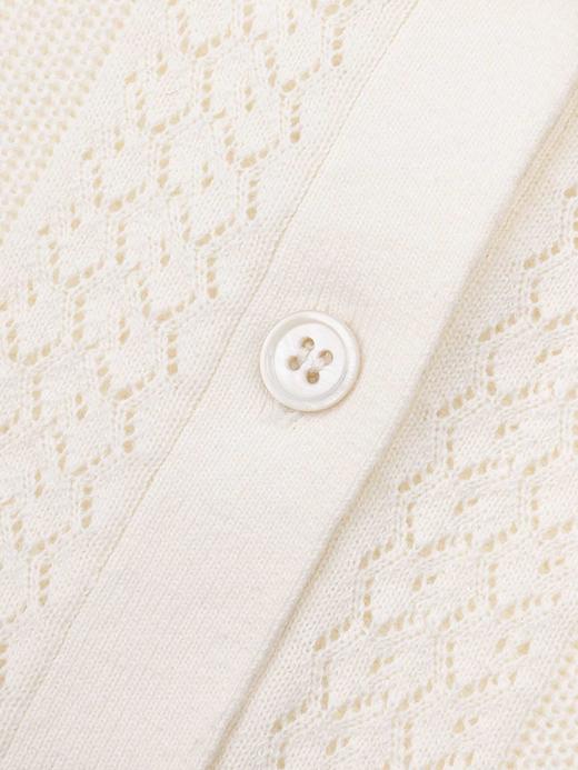 COCO ZONE“艾米”100棉时尚薄款镂空短袖针织衫简约单排扣上衣CC2B0796 商品图5