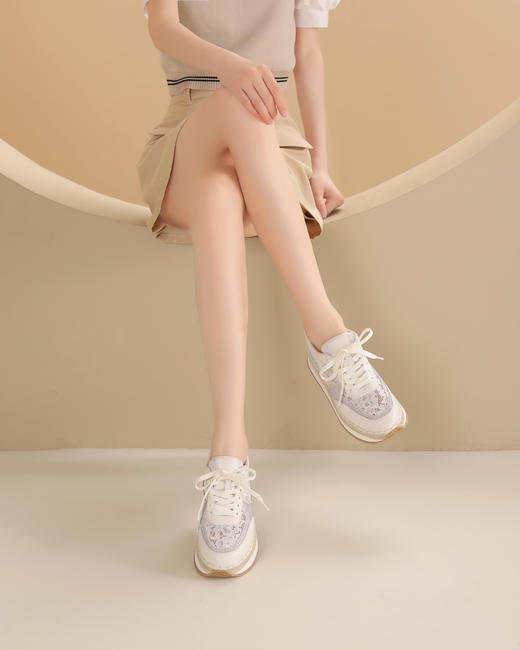 westory厚底运动小白鞋阿甘鞋休闲厚底轻便舒适圆头百搭老爹鞋板S24CM74211 商品图5