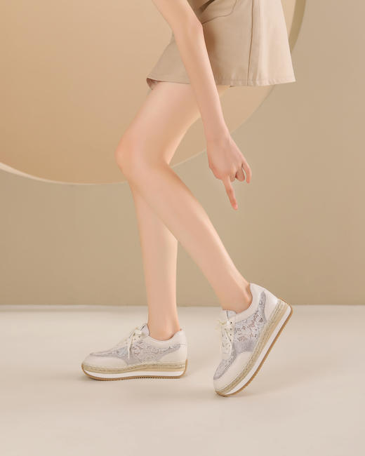 westory厚底运动小白鞋阿甘鞋休闲厚底轻便舒适圆头百搭老爹鞋板S24CM74211 商品图4