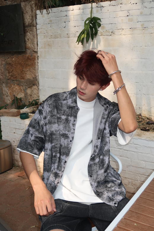 W422125301满印休闲短袖衬衫外套 商品图1