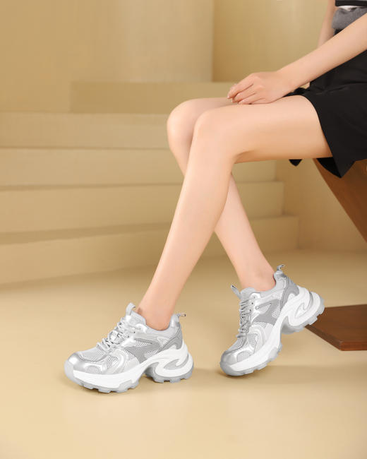 westory2024春季新款休闲厚底轻便舒适圆头百搭老爹鞋板S24CM74281 商品图5