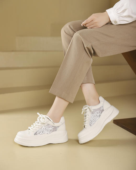 westory春夏新款休闲厚底轻便舒适圆头百搭老爹鞋板S24CM74231 商品图4