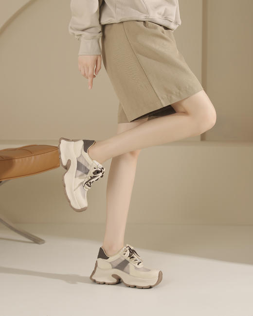 westor春夏休闲厚底轻便舒适圆头百搭老爹鞋板S24CM74201 商品图4