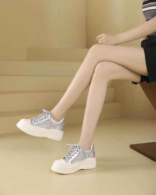 westory春夏新款休闲厚底轻便舒适圆头百搭老爹鞋板S24CM74231 商品图7