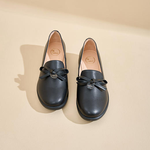 Safiya/索菲娅2024新品 英伦风低跟百搭圆头蝴蝶结软底复古单鞋 SF43111403 商品图5