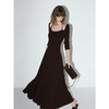 COCOBELLA设计感肩带立裁法式挂脖连衣裙气质针织长裙FR7002 商品缩略图4