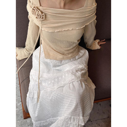 夏季新款【温柔ji简 甜美佰搭】喵小仟半身裙 三款集合 字显瘦法式温柔白月光蛋糕长裙 仙气内搭外穿 网纱设计感温柔甜美 半身裙 商品图3