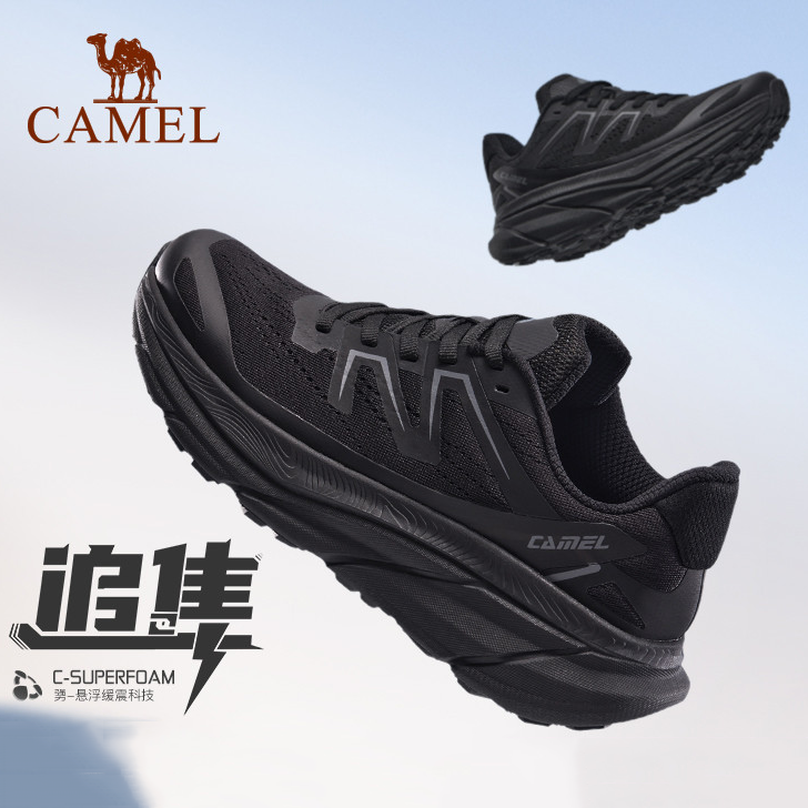 骆驼慢跑鞋女士2025春季新款透气舒适缓震防滑抓地休闲跑步鞋男女 K24B097020_K14B097019