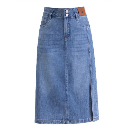 开叉牛仔半身裙夏款a字高腰显瘦 商品图3