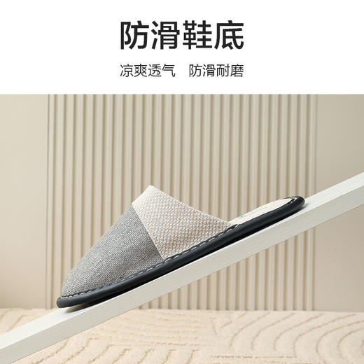新品亚麻包头情侣拖鞋家居室内木地板软底不臭脚静音四季简约高级2023-04 商品图3