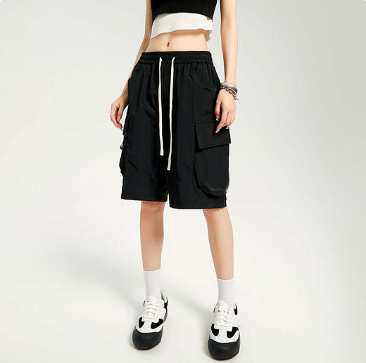 情侣款时尚美式工装短裤  显高显瘦松紧裤腰+抽绳可自由调节腰围 商品图9